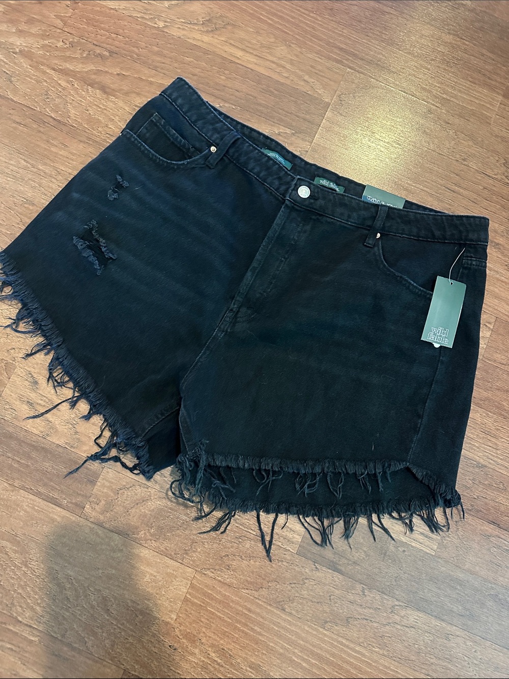 Women's Black Frayed Hem Denim Shorts